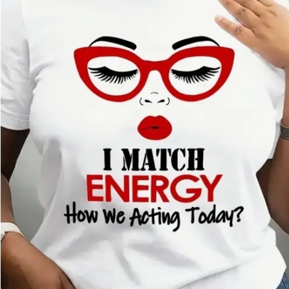 White Graphic Tee with Red and Black Design